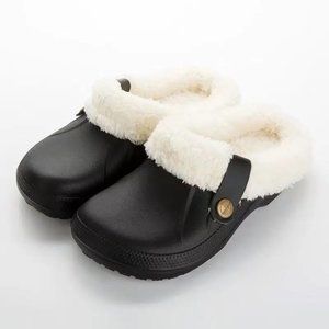 Women's Warm Plush Lined Home Slippers, Waterproof & Anti-Slip House Slippers,